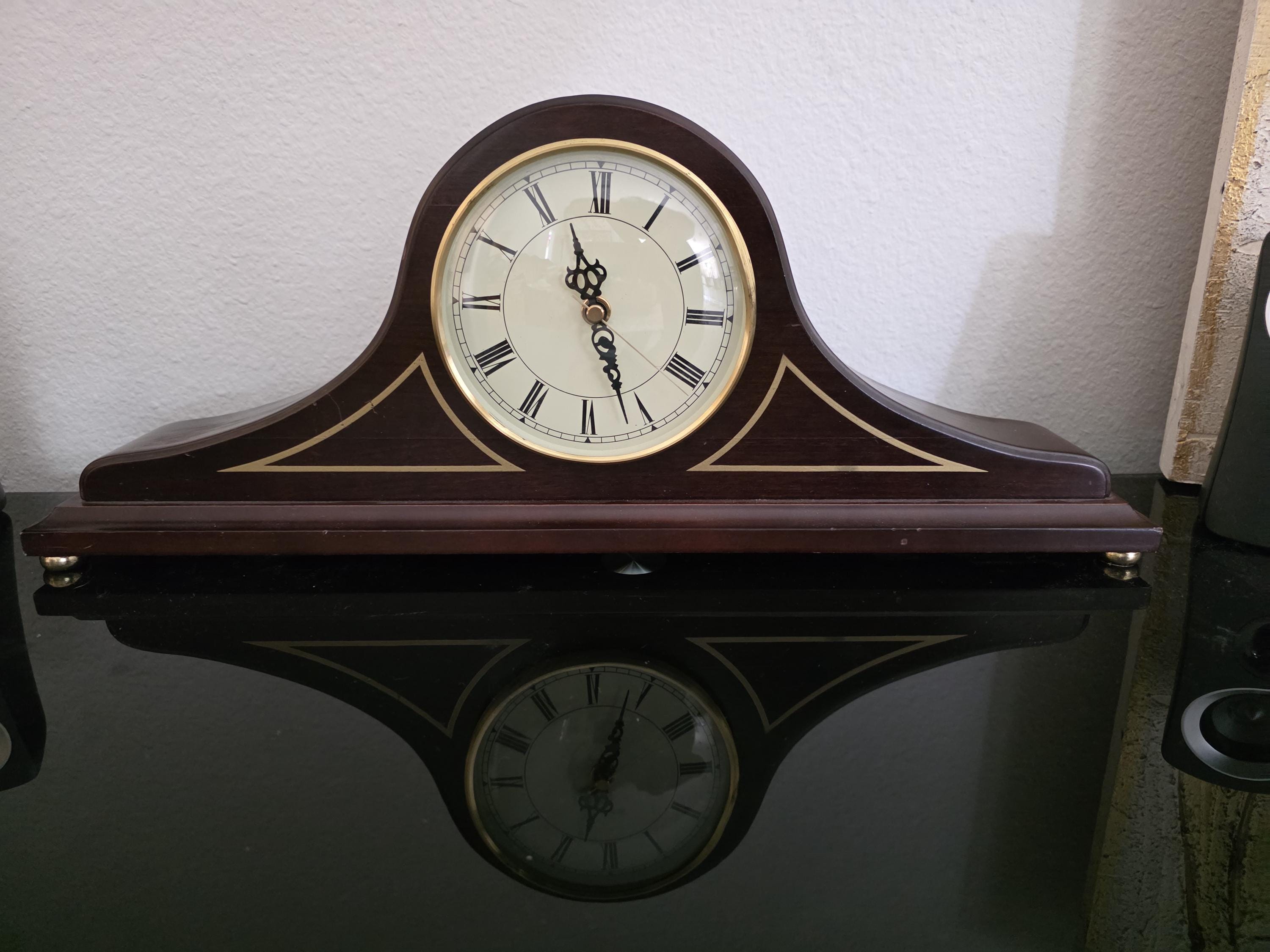Vintage Bombay Company Mantle Clock Cherry Wood Camel Hump Japan