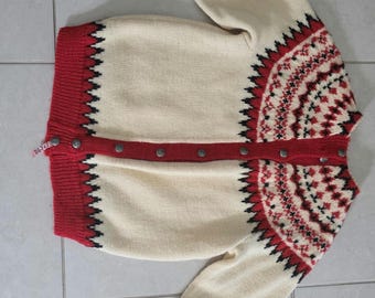 Lulle Otterstad Oslo Handmade Norway Knit Button Down Sweater Wool Knit Vintage Small
