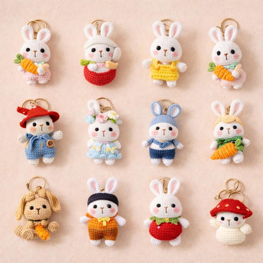 Handmade Crochet Animal Keychains, Mashroom-plush Bag Charms, Crochet ...