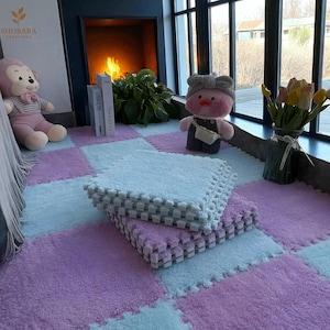 Soft Plush Interlocking Play Mat: Nursery & Home Decor (30x30cm Tiles)