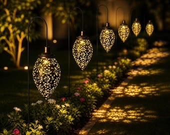 Lanterna solare a goccia d'acqua per esterni, lampada da giardino impermeabile con proiettore, decorazione per patio.