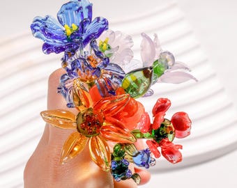 Glass Birth Month Flower, Birth Flower Gift, Hand Blown Spring Flower, Glass Flower Bouquet, Personalized Gifts, Gift For Her, Birthday Gift