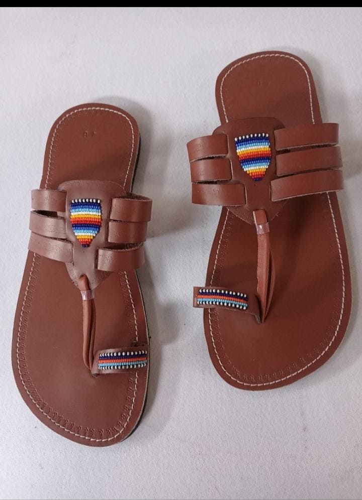 Men\'s Made In Africa Beaded Shoes sandals Size 9.5 Tropical African Sandals | Beaded Sandals | Afrix Style main image 4