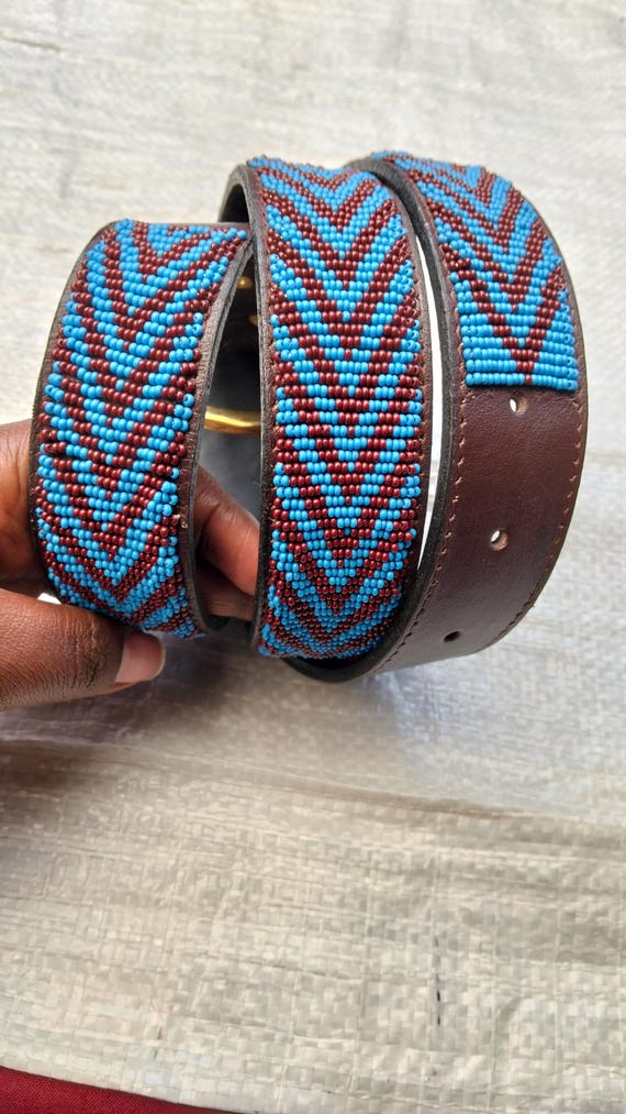 Vintage Handcrafted African Zulu Beaded 30” Belt Tribal Ethnic  Boho Zulu Beaded Belt South Africa – Africa Direct main image 4
