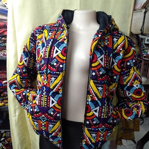African Ankara bomber jacket, unisex heavy puffer jacket,handwoven warm jacket, winter jacket African print jacket