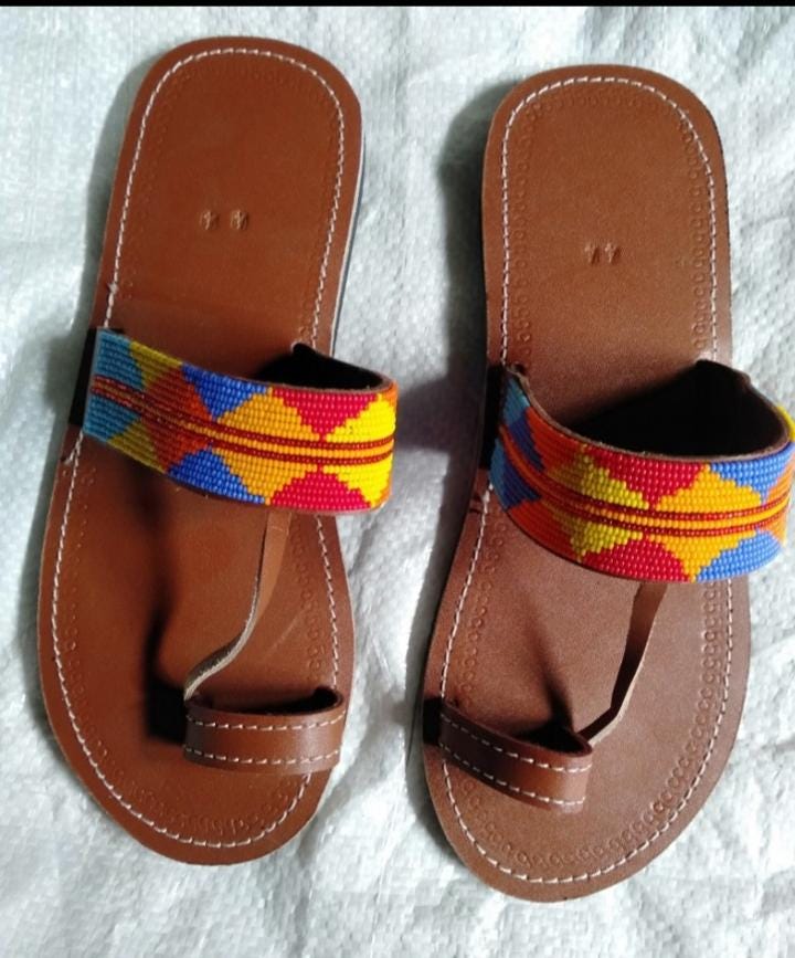 Beaded Leather Sandals Men - Etsy display picture 2