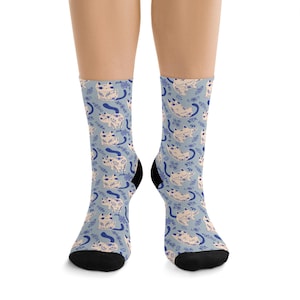 Skurrile Katzensocken: Ausgefallenes Delfter Porzellan Kitty Geschenk für Katzenliebhaber, Gemütliche und niedliche Damenschuhe, Neuheit Geschenk für Tierliebhaber