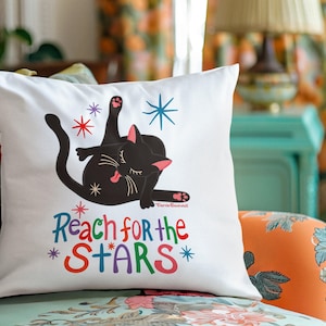 Black Cat Butt Pillow, Square Cushion, Animal Lover Gift, Funny Home Decor, Cat Lady Present, Couch Accent, Unique Cat Decor, Cat Mom Gift