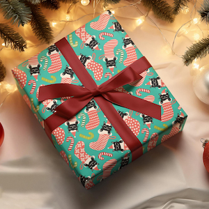 Cat Gift Wrap, Cute Cats Gift Wrap for the Holidays - Festive Santa Cats, Cat Lover Christmas Wrapping Paper Kitty Christmas Wrapping Sheets