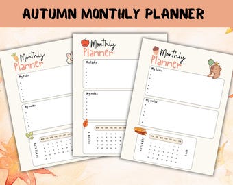 Fall Planner Printable: Monthly Organizer with Free Stickers (PDF Download)
