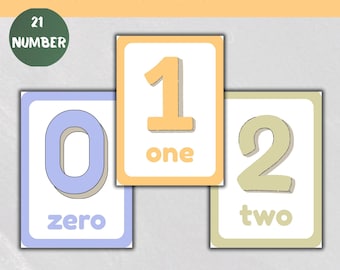 Preschool Number Flash Cards 0-20: Montessori Counting (PDF / Printable)