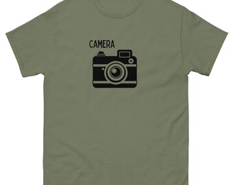 Camera T-Shirt – Funny Obvious Photographer Graphic Tee, Minimalist Sarcastic Novelty Shirt