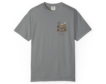 Two Cats Playing Cards T-Shirt | Small Chest Illustration, Minimal Retro