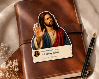 Jesus is Watching Stickers Series Not Today Satan Funny Christian Sticker Religious Humor