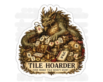 Dragon Tile Hoarder Sticker: Mahjong, Vinyl, Matte Finish (Die-Cut)