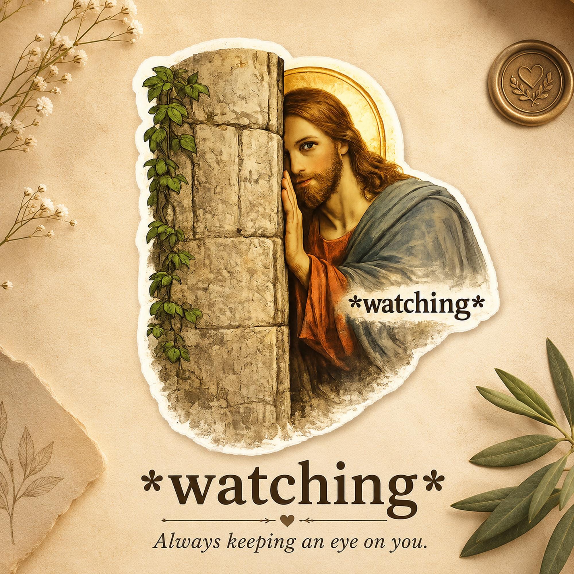 Jesus is Watching Stickers Series Peeking *watching* Funny Christian ...