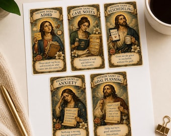 Patron Saint Sticker Sheet | Catholic Humor Stickers | ADHD Anxiety Mental Health Gift | Neurodivergent Stickers