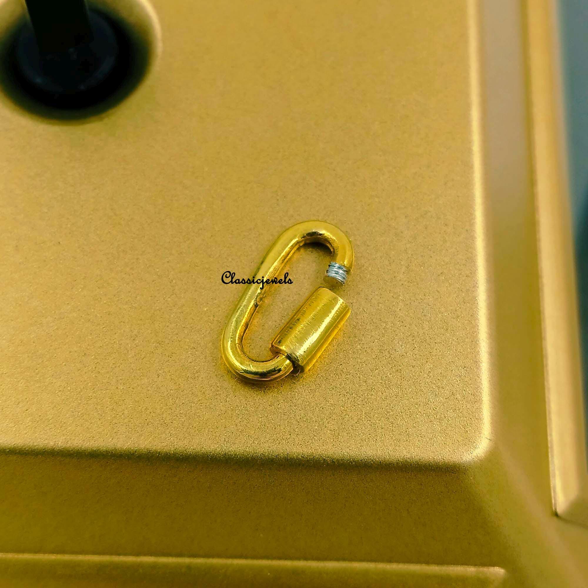 14K ゴールド バッジ　4g 本物保証 14k Solid Gold Oval Carabiner Lock Clasp: Handmade Jewelry (12x6