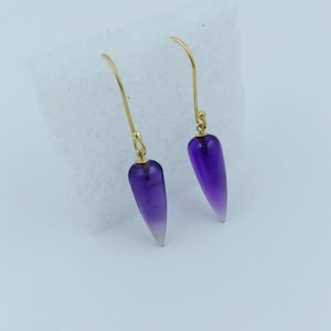 14K Gold Amethyst Teardrop Earrings: February Birthstone Jewelry
