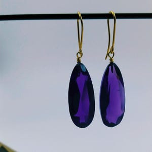 14K Gold Amethyst Teardrop Earrings: February Birthstone Jewelry
