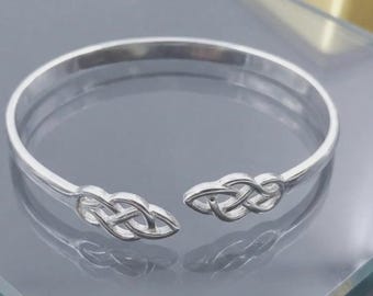 Sterling Silver Celtic Knot Bangle Bracelet - Irish Claddagh Jewelry