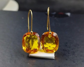 Yellow Topaz Cushion Earrings: 925 Sterling Silver October Birthstone