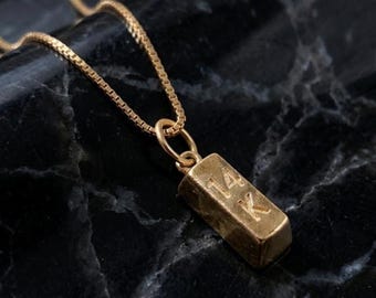 14k Gold Filled Bar Pendant: Sterling Silver Bullion - Unisex