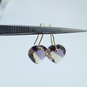 Ametrine Heart Earrings: 925 Sterling Silver Bicolor Gemstone