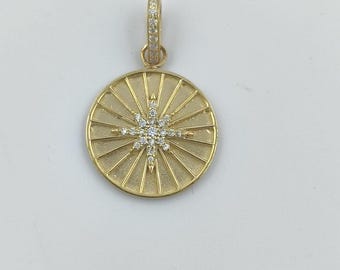 Colgante Estrella de Diamantes, dije acanalado de plata de ley