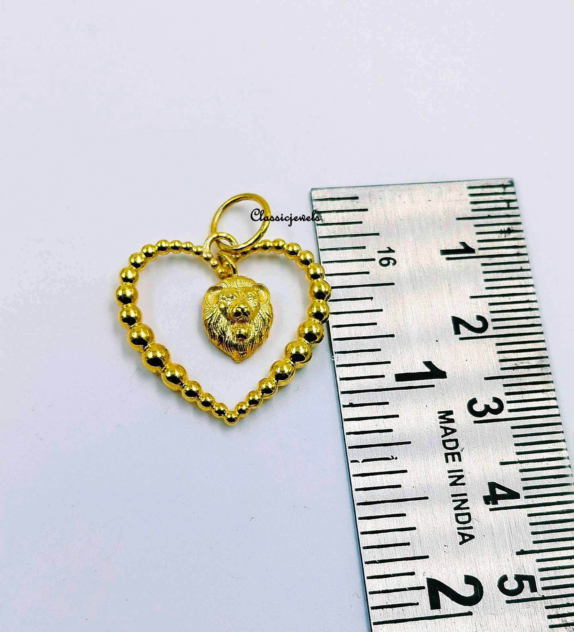 14k Solid Gold Lion Heart Pendant - Handmade Charm Jewelry - Etsy