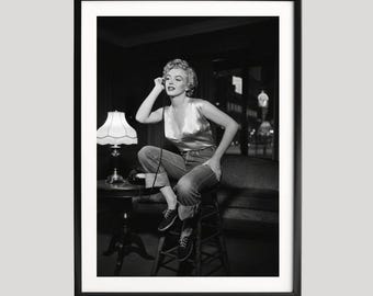 Marilyn Monroe-tryck, fotografitryck, Marilyn Monroe, retroposter, svartvit väggkonst, fotografiposter i museikvalitet