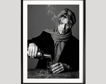 Impresión de David Bowie, impresiones fotográficas, póster de David Bowie, póster retro, arte mural en blanco y negro, póster fotográfico con calidad de museo