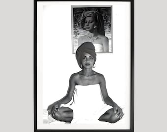 Impression de photographies en noir et blanc de Sade Adu, art mural emblématique de la musique et de la mode, décoration de style élégant, art mural moderne de qualité musée