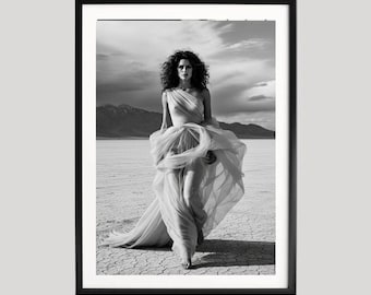 Cindy Crawford Photography Print, Retro Poster, Fashion Wall Art, Black & White Photography, Fashion Print, Museum Grade Photography Poster
