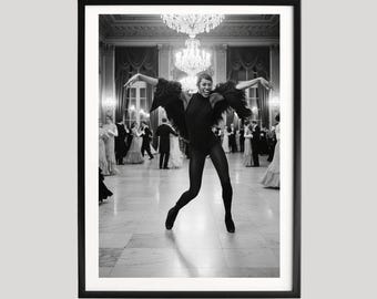 Naomi Campbell Dance-Fotografie, Retro-Schwarzweißplakat, Mode-Ikonen-Kunst, Ballraum-Wanddekor