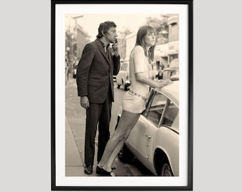 Serge Gainsbourg, Jane Birkin, Photography Prints, Retro Poster, Black and White Wall Art, Retro Print, Museum Quality Photography Poster
