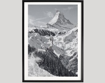 Ski-afdrukken, fotografie-afdrukken, oud geld, Verbier, skimuurkunst, modekunst aan de muur, mode-print, museumkwaliteit fotografieposter