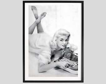 Jayne Mansfield Photography Print, Hollywood Wall Art, Retro Black & White Poster, Classic Star Decor