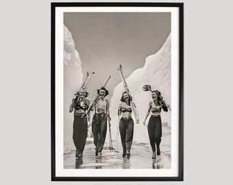 Skimuurkunst, fotografie-prints, skiposter, winterprints, zwart-witte muurkunst, kunst aan de muur, Fine Art Print, museumkwaliteit fotografieposter