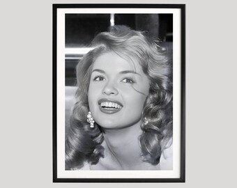 Jayne Mansfield fotografitryck, Hollywoodstjärna vintageaffisch, svartvit väggkonst, retroklassisk dekor, fotokonst i museiklass