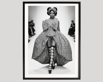 Vintage Modefotografie Druck: Naomi Campbell Runway