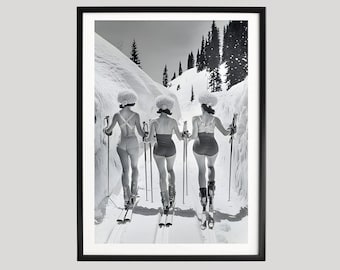 Ski-prints, fotografie-prints, skimuurkunst, winterprints, Fine Art Print, zwart-witte muurkunst, kunst aan de muur, museumkwaliteit fotografieposter