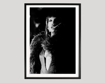 Naomi Campbell Photography Print, Black and White Editorial Portrait Poster, Iconic Supermodel Night Glamour, Fashion Wall Art