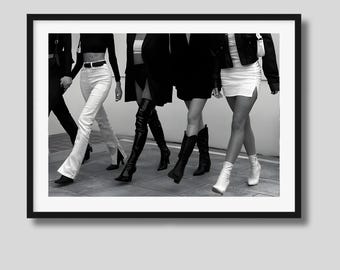 Minimalist Fashion Legs Photography, Black and White Outfit Aesthetic, Modern Street Style Wall Art, Editorial Fashion Print