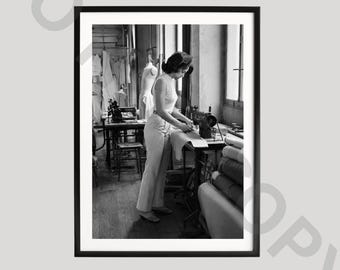 Seamstress Workshop Poster, Black and White Art, Fashion Design Photography, Tailoring Studio Print, Sewing Room Gift