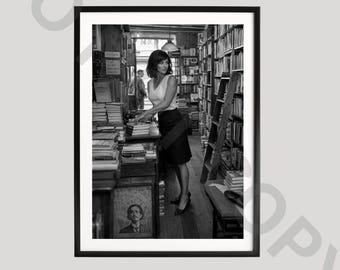Retro Bookstore Poster, Black and White Art, Classic Bookshop Photography, Literary Aesthetic Print, Old Library Decor, Book Lover Gift