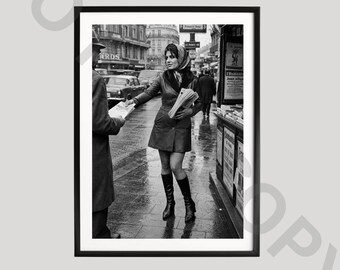 Paris Newspaper Poster, Black and White Art, French Street Photography, European Newsstand Print, Parisian Fashion Travel Gift