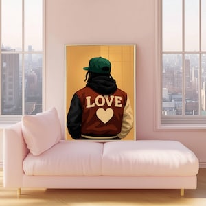 Zwarte man Art Print, HypeBeast-cultuurposter, mannelijke muurkunst, zwarte jongen kunst, zwarte Afrikaanse muurkunst, afrocentrische kunst, kamerdecoratie