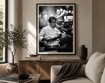 Anthony Bourdain, fotografie-afdrukken, chef-kok, kookposter, keukenafdrukken, keukenafdrukken, zwart-witte kunst aan de muur, fotografieposter museumkwaliteit, fotografieposter museumkwaliteit