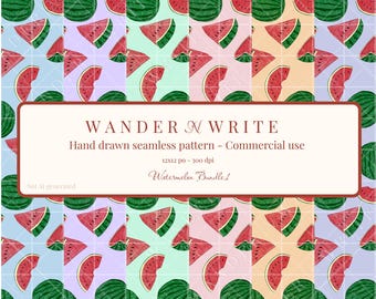 Bundle Seamless Patterns PNG | Downloadable Digital Files | Commercial Use - Watermelon Bundle 1